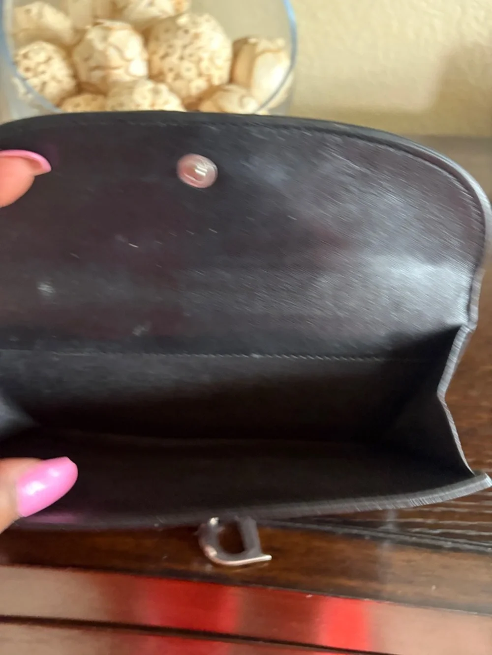 Christian Dior Paris Vintage Black Leather Long Wallet